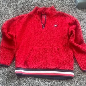 Tommy Hilfiger Red Fleece Quarter-Zip Pullover